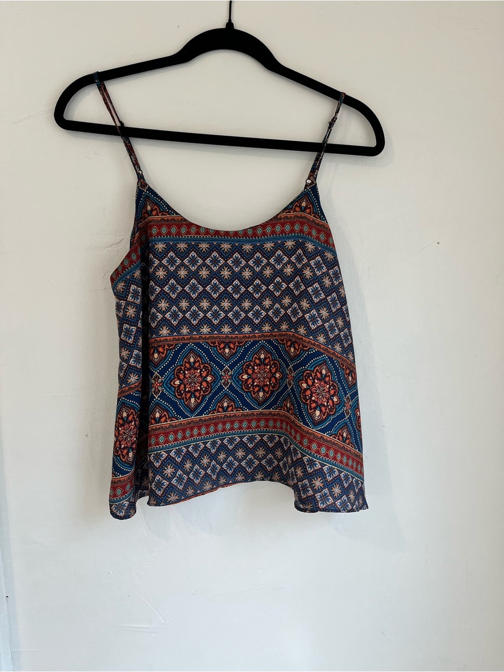 Forever 21 Blue & Red Boho Spaghetti Strap Camisole